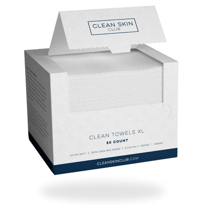 Clean Towels XL, 100% USDA Biobased Face Towel, Disposable Face Towelette, Makeup Remover Dry Wipes, Ultra Soft, 50 Ct, 1 Pack