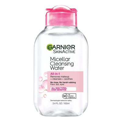 Micellar Cleansing Water, All-In-1 Makeup Remover and Facial Cleanser, for All Skin Types, 3.4 Fl Oz (100Ml), 1 Count (Packaging May Vary)